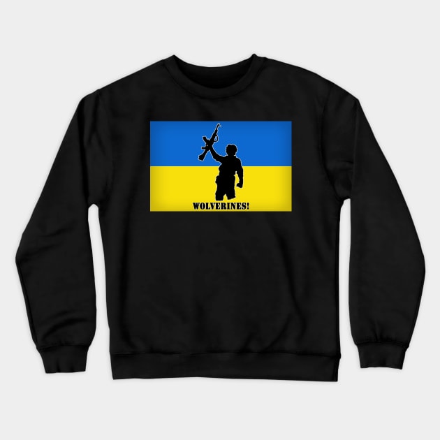 Ukraine Wolverines! For Charity Crewneck Sweatshirt by HellraiserDesigns